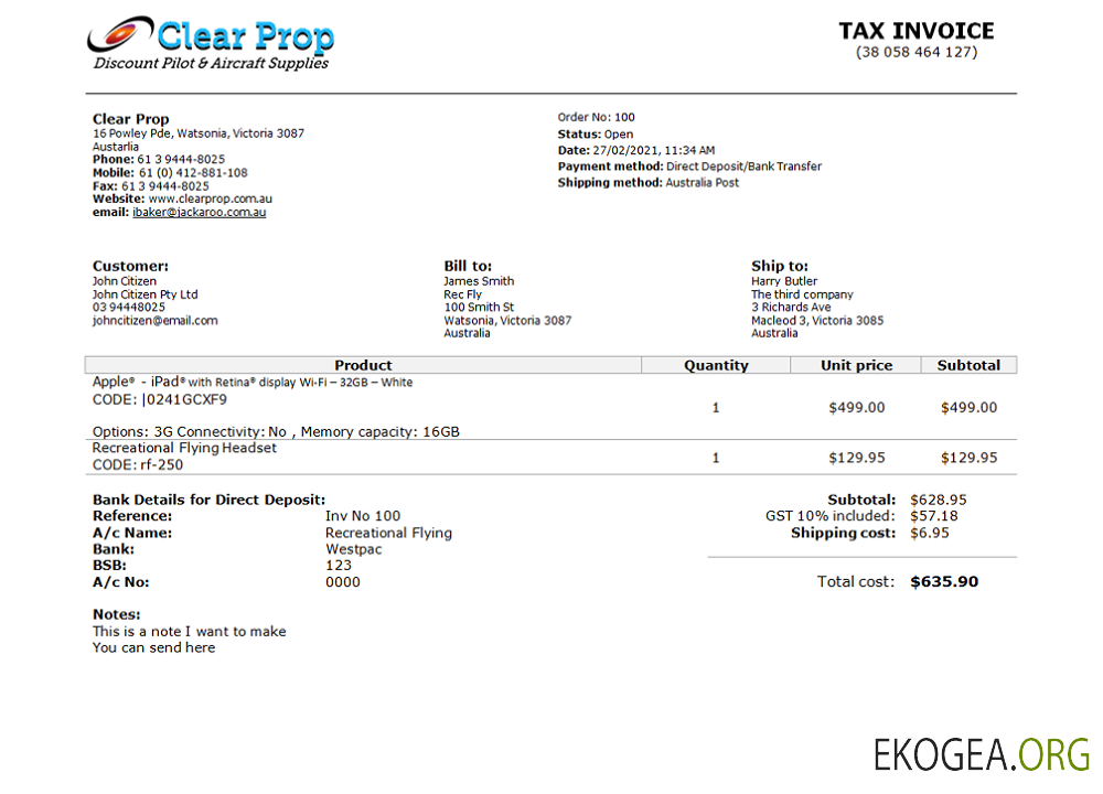 Australie Clear Prop Discount Pilot & Aircraft Supplies société